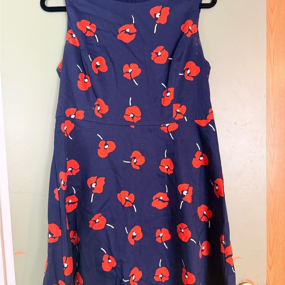 Draper James Navy Dress with Red Floral Print